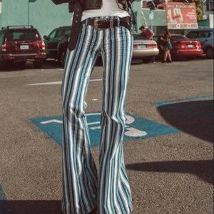 Free People Jolene Striped Flare Jeans